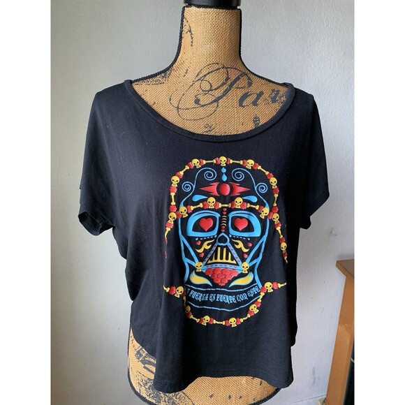 Star Wars Women's XL Sugar Skull Darth Vader T-Shirt Tee Disney Day Of The Dead - Picture 12 of 14